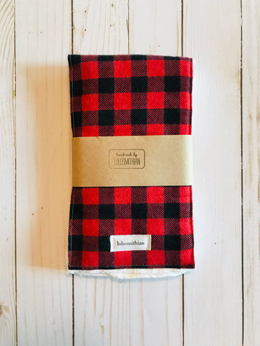 Red Buffalo Plaid Burp Cloth