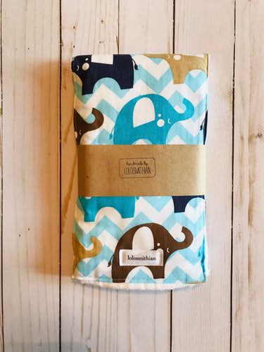 Chevron & Elephants Burp Cloth