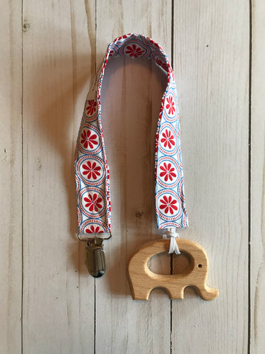 Red Flower Pacifier Clip