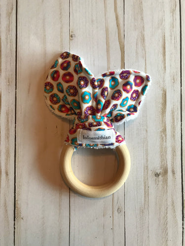 Small Donuts Natural Maple Teether